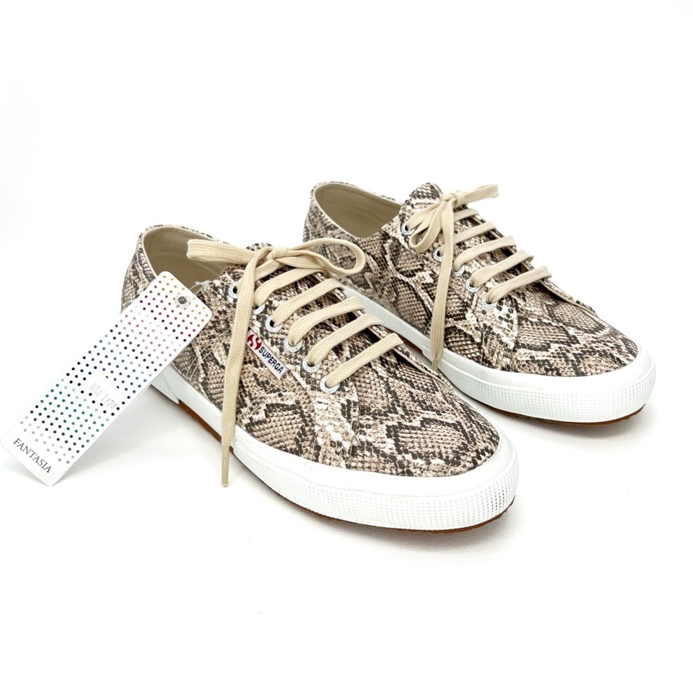 Superga 2750 Snake Print Low-Top Sneakers in Beige and Brown - Picture 13 of 13